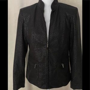 Elementz Jacket Vegan Suede Full Zipper Black Pattern On Pattern MP